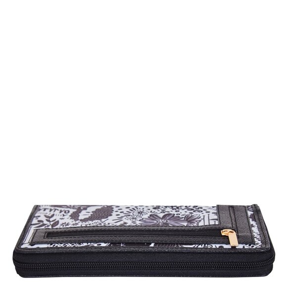 Hand Crafted Black Print Nylon Fabric Women Wristlet Wallets and Card Holder - Picture 8 of 8